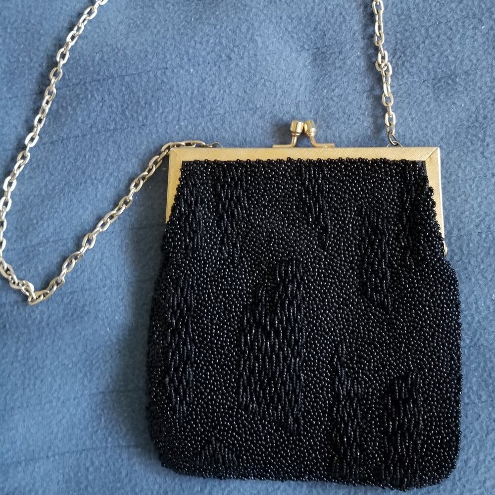 Black WALBERG BEADED PURSE -Early 1990's